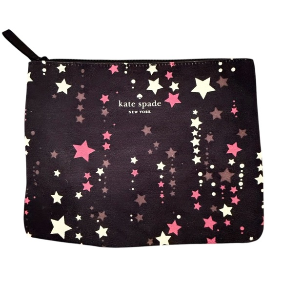 NWOT Kate Spade Black and Pink Star Nylon Clutch - Picture 1 of 6